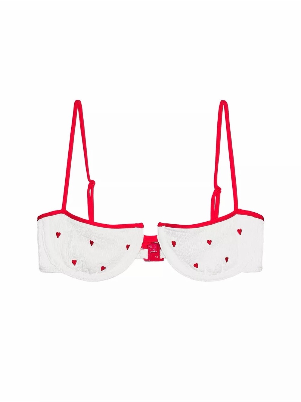 Zara White Bikini Top with Red Heart Details